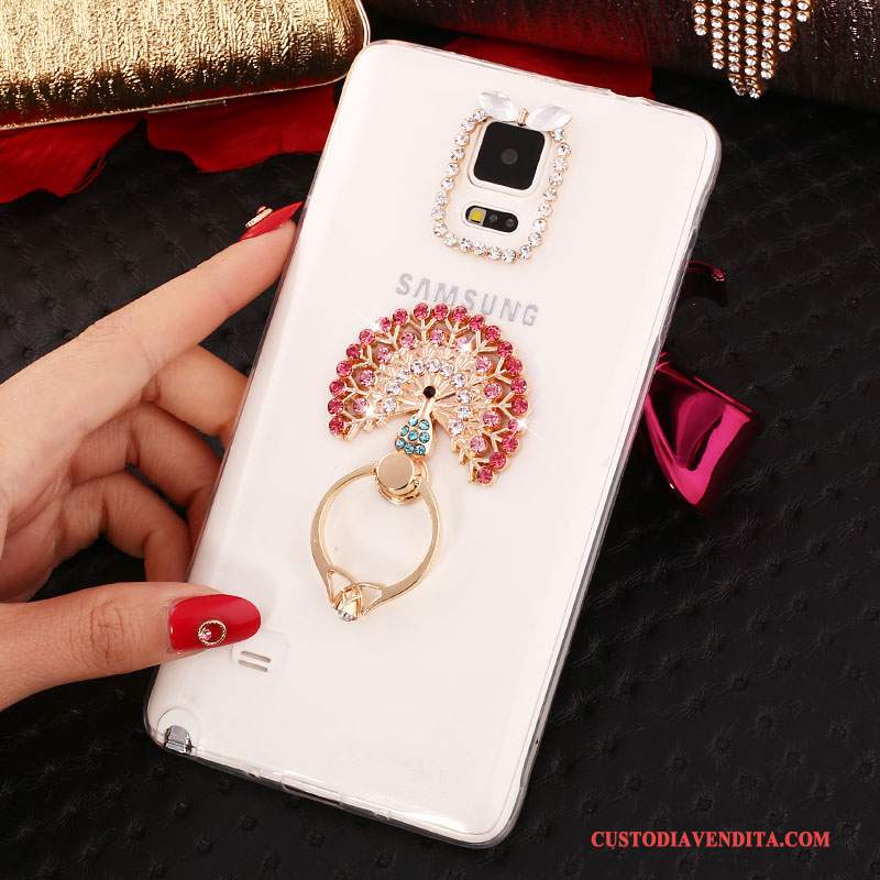 Custodia Samsung Galaxy Note 4 Strass Sottili Nuovo, Cover Samsung Galaxy Note 4 Silicone Ring Bianco