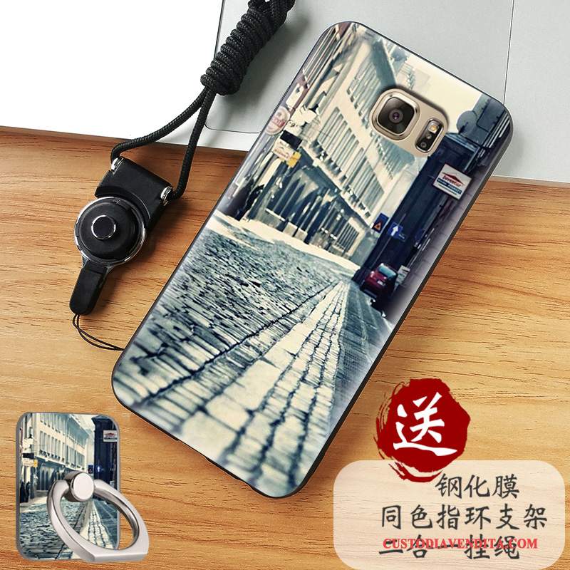 Custodia Samsung Galaxy Note 5 Cartone Animato Blu Macchiati, Cover Samsung Galaxy Note 5 Silicone Telefono Sottili