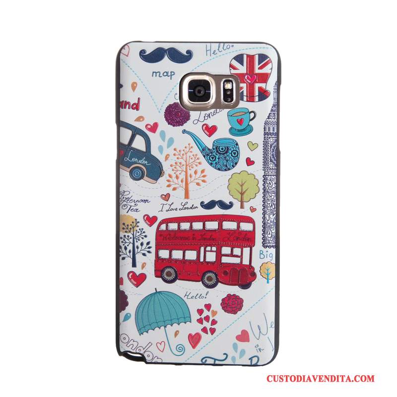 Custodia Samsung Galaxy Note 5 Goffratura Blu Tendenza, Cover Samsung Galaxy Note 5 Protezione Pellicola Protettivatelefono