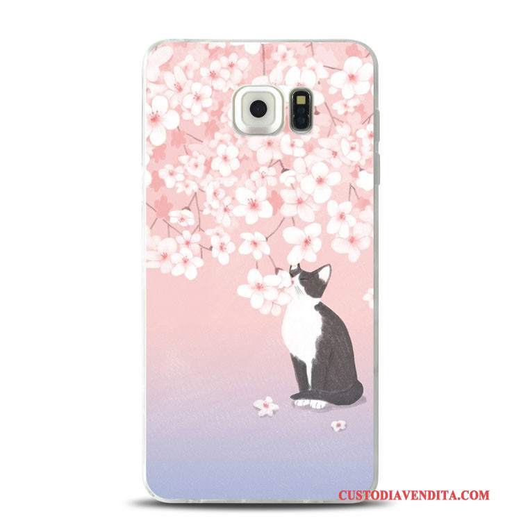 Custodia Samsung Galaxy Note 5 Goffratura Morbido Supporto, Cover Samsung Galaxy Note 5 Silicone Gattino Porpora