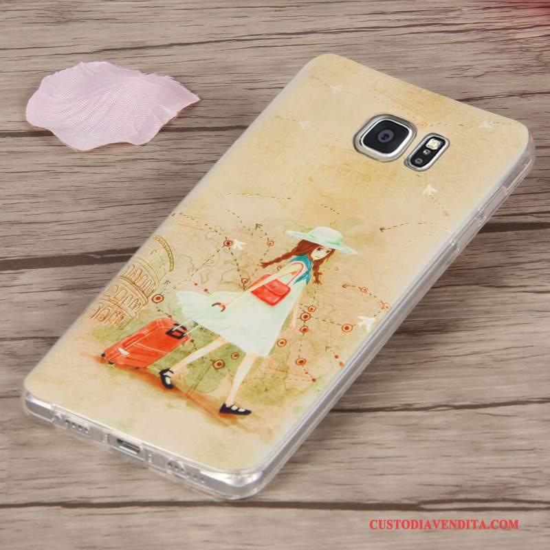 Custodia Samsung Galaxy Note 5 Goffratura Telefono Sottile, Cover Samsung Galaxy Note 5 Silicone Porpora Morbido