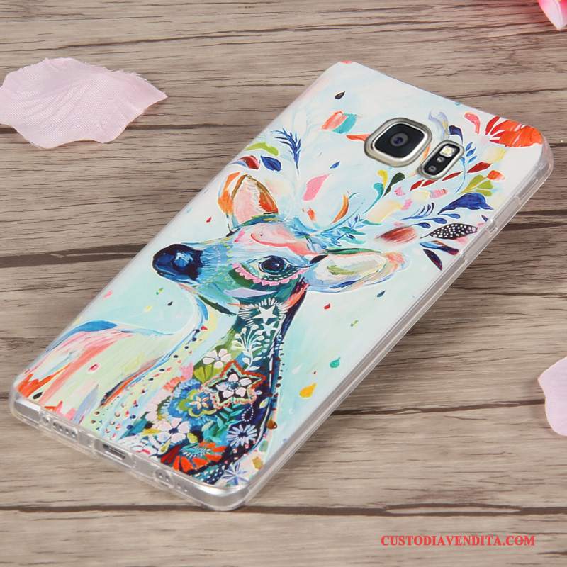 Custodia Samsung Galaxy Note 5 Goffratura Telefono Sottile, Cover Samsung Galaxy Note 5 Silicone Porpora Morbido