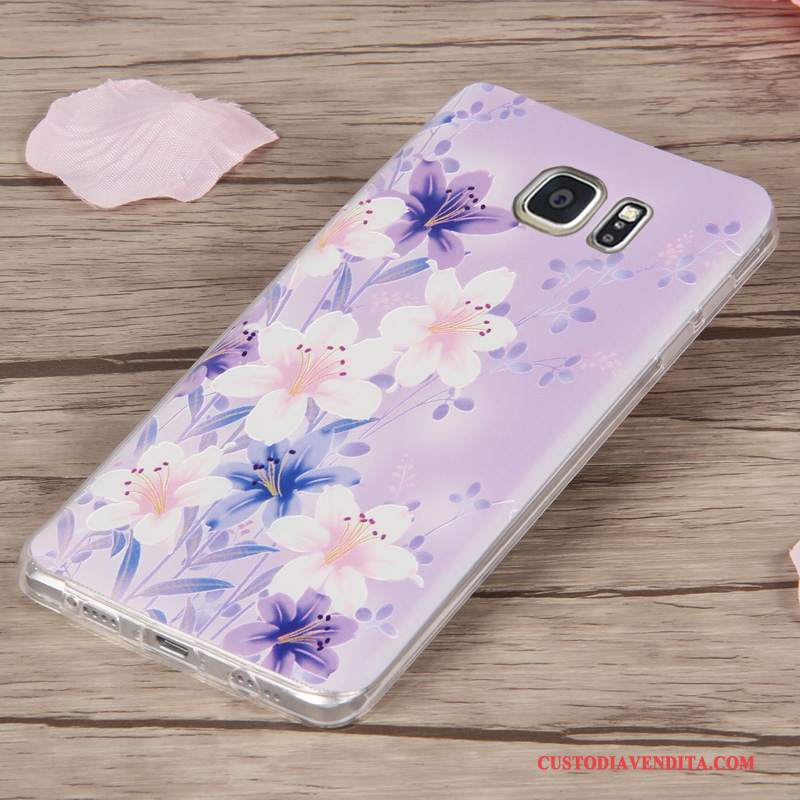 Custodia Samsung Galaxy Note 5 Goffratura Telefono Sottile, Cover Samsung Galaxy Note 5 Silicone Porpora Morbido