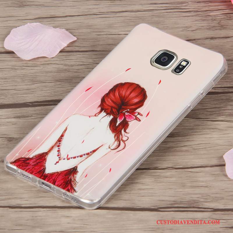 Custodia Samsung Galaxy Note 5 Goffratura Telefono Sottile, Cover Samsung Galaxy Note 5 Silicone Porpora Morbido