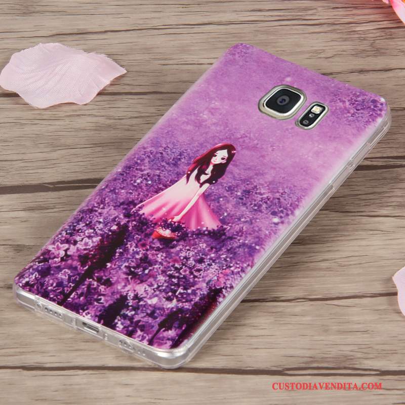 Custodia Samsung Galaxy Note 5 Goffratura Telefono Sottile, Cover Samsung Galaxy Note 5 Silicone Porpora Morbido