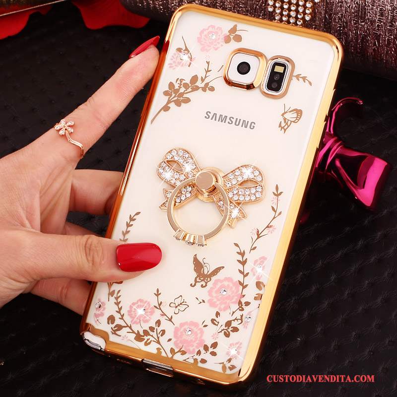 Custodia Samsung Galaxy Note 5 Strass Supporto Oro, Cover Samsung Galaxy Note 5 Protezione Anti-caduta Ring