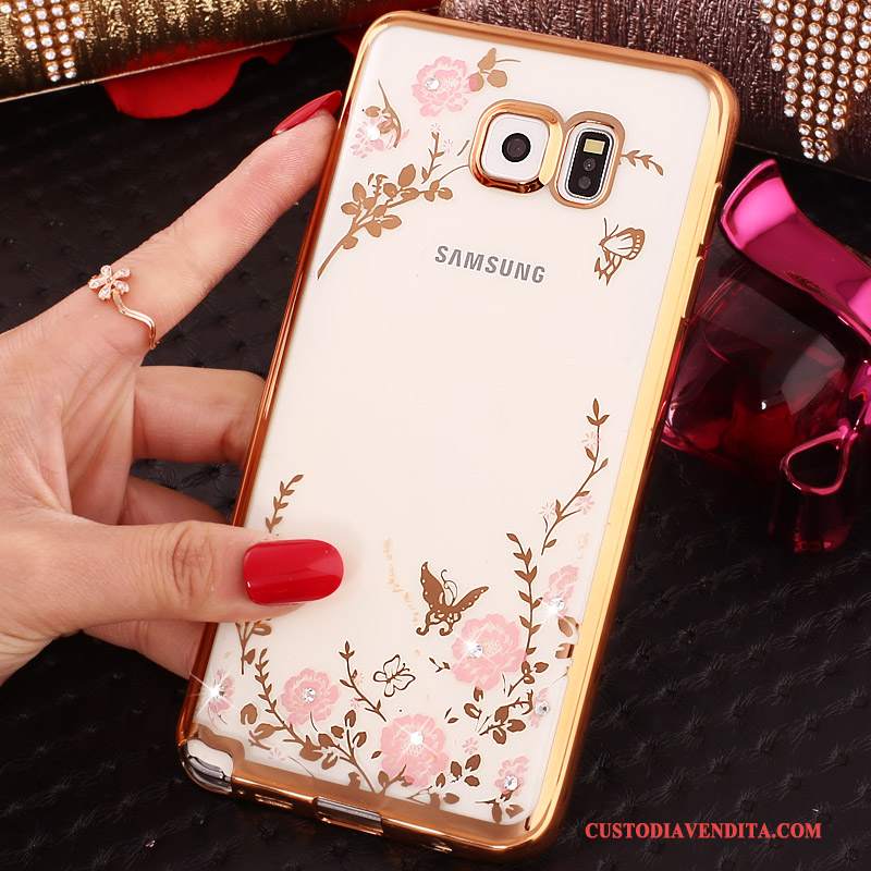 Custodia Samsung Galaxy Note 5 Strass Supporto Oro, Cover Samsung Galaxy Note 5 Protezione Anti-caduta Ring