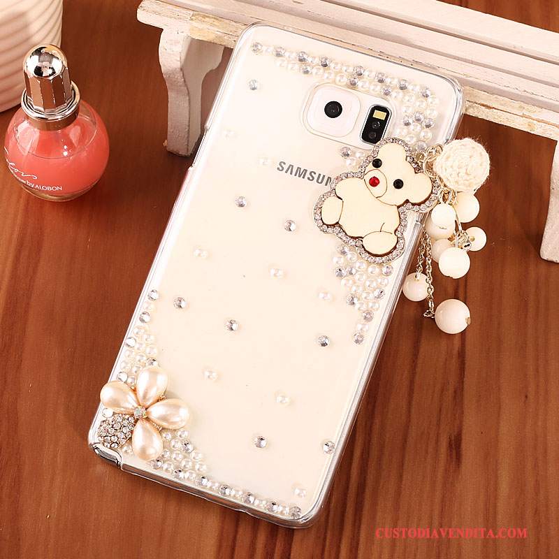 Custodia Samsung Galaxy Note 5 Strass Telefono Trasparente, Cover Samsung Galaxy Note 5 Protezione Difficile Oro