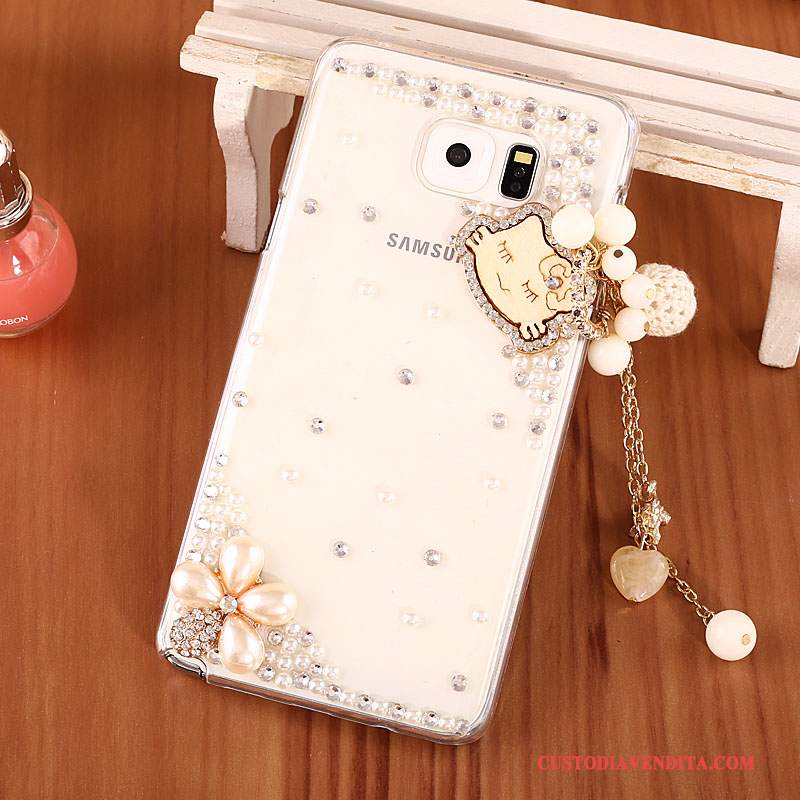 Custodia Samsung Galaxy Note 5 Strass Telefono Trasparente, Cover Samsung Galaxy Note 5 Protezione Difficile Oro