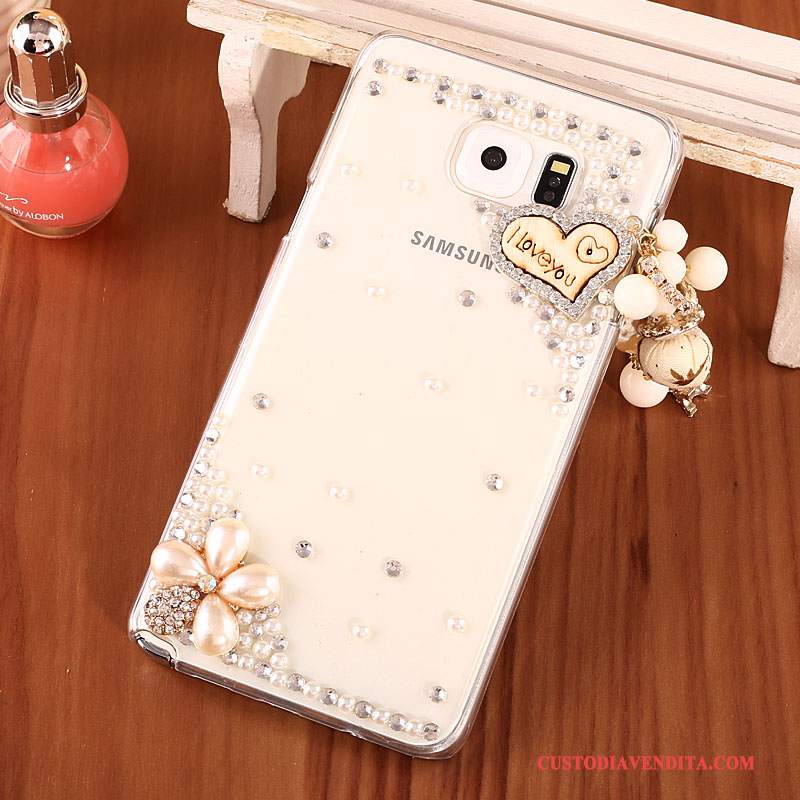 Custodia Samsung Galaxy Note 5 Strass Telefono Trasparente, Cover Samsung Galaxy Note 5 Protezione Difficile Oro