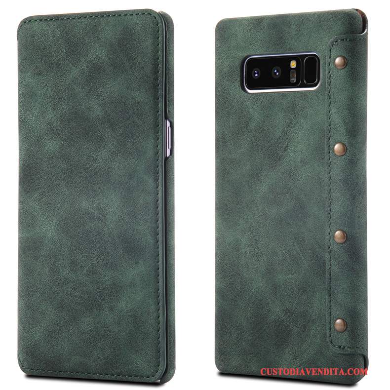 Custodia Samsung Galaxy Note 8 Folio Verde Anti-caduta, Cover Samsung Galaxy Note 8 Pelle Tendenzatelefono