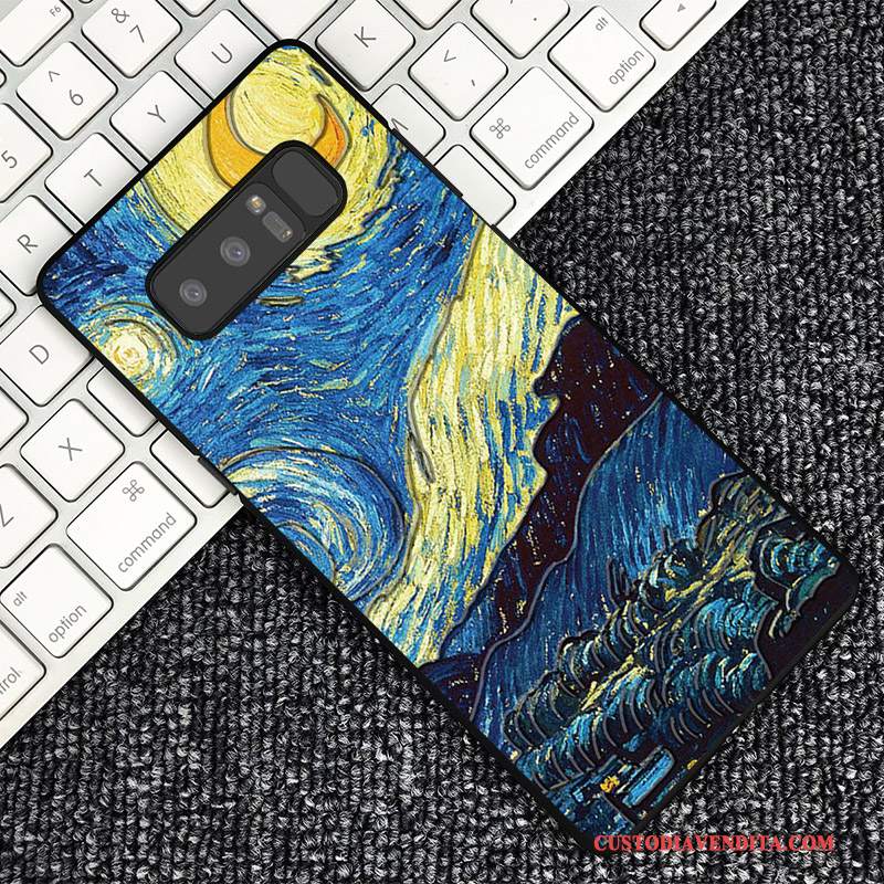 Custodia Samsung Galaxy Note 8 Goffratura Blu Scuro Personalizza, Cover Samsung Galaxy Note 8 Protezione Telefono Tendenza