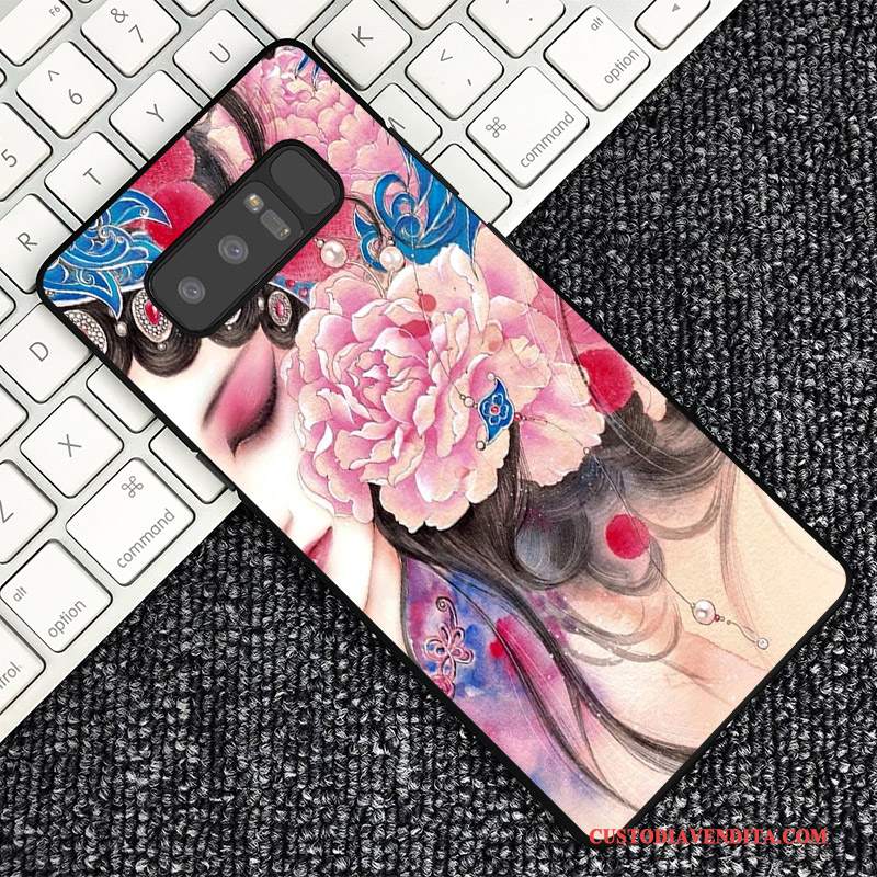 Custodia Samsung Galaxy Note 8 Goffratura Blu Scuro Personalizza, Cover Samsung Galaxy Note 8 Protezione Telefono Tendenza