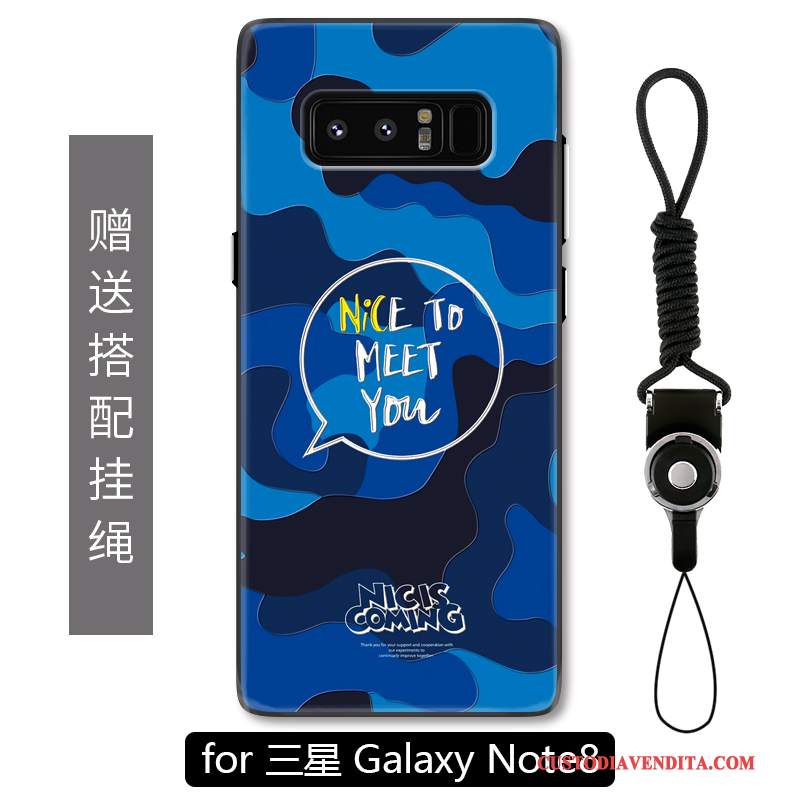 Custodia Samsung Galaxy Note 8 Goffratura Macchiati Camuffamento, Cover Samsung Galaxy Note 8 Creativo Blu Anti-caduta