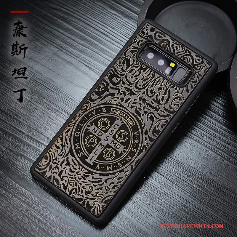 Custodia Samsung Galaxy Note 8 Legno Massello Lusso Stile Cinese, Cover Samsung Galaxy Note 8 Silicone Nerotelefono