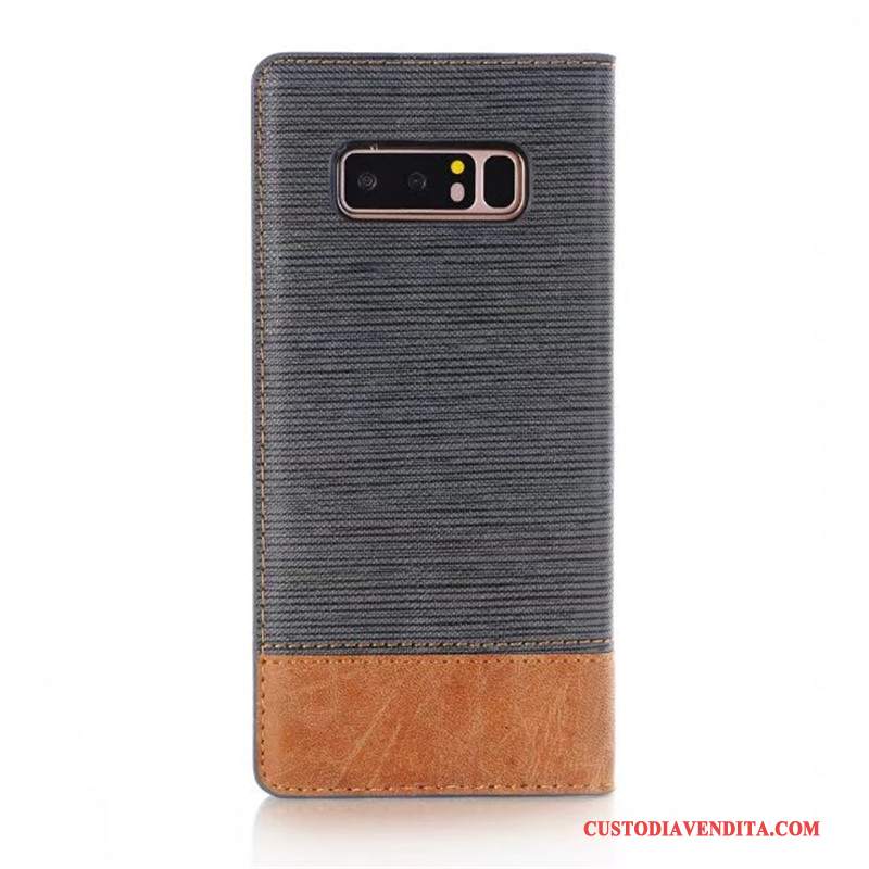 Custodia Samsung Galaxy Note 8 Pelle Automaticamente Blu Scuro, Cover Samsung Galaxy Note 8 Protezione Bicolore