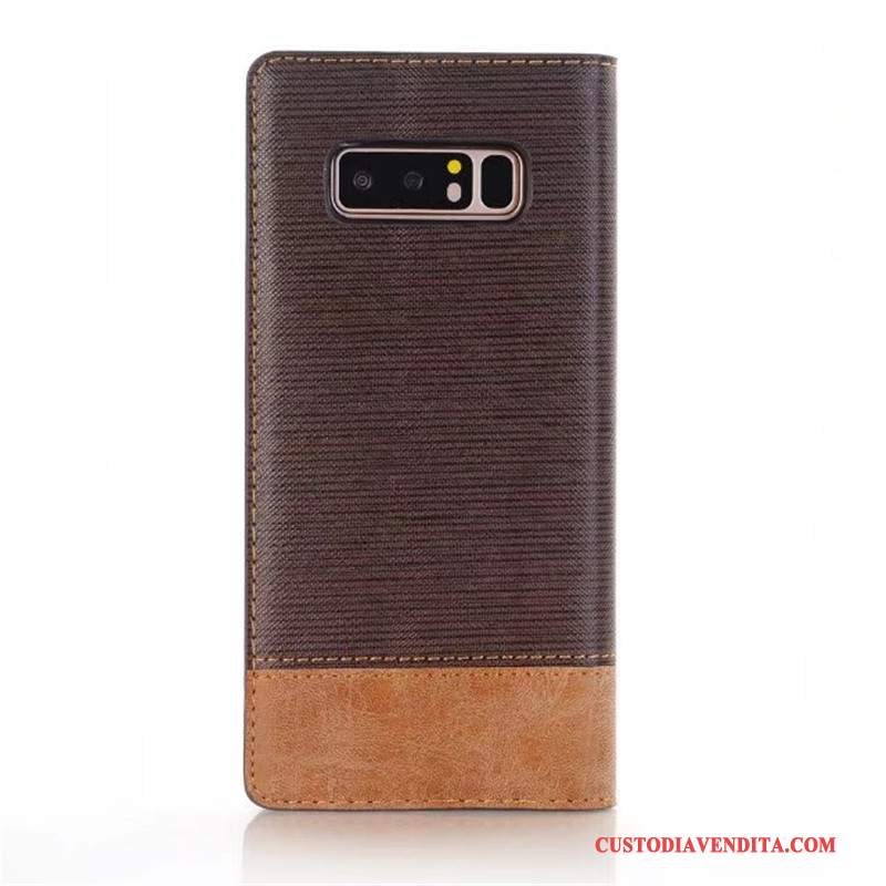 Custodia Samsung Galaxy Note 8 Pelle Automaticamente Blu Scuro, Cover Samsung Galaxy Note 8 Protezione Bicolore