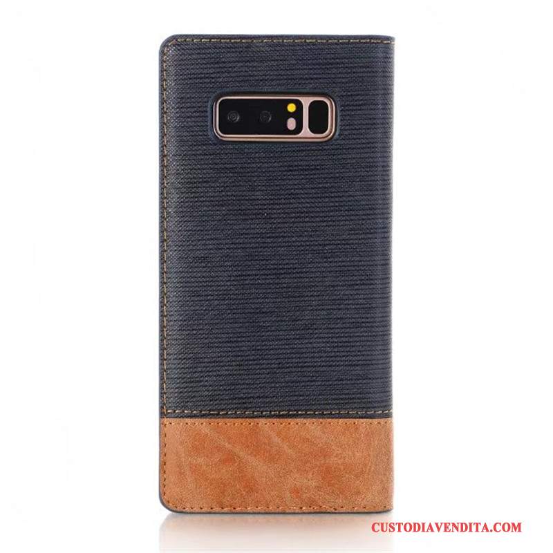 Custodia Samsung Galaxy Note 8 Pelle Automaticamente Blu Scuro, Cover Samsung Galaxy Note 8 Protezione Bicolore