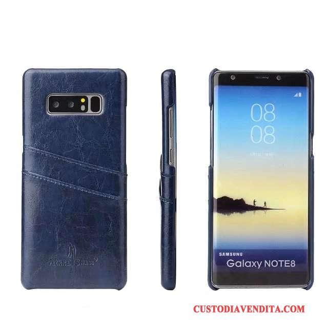 Custodia Samsung Galaxy Note 8 Pelle Carta Blu, Cover Samsung Galaxy Note 8 Protezione Coperchio Posterioretelefono