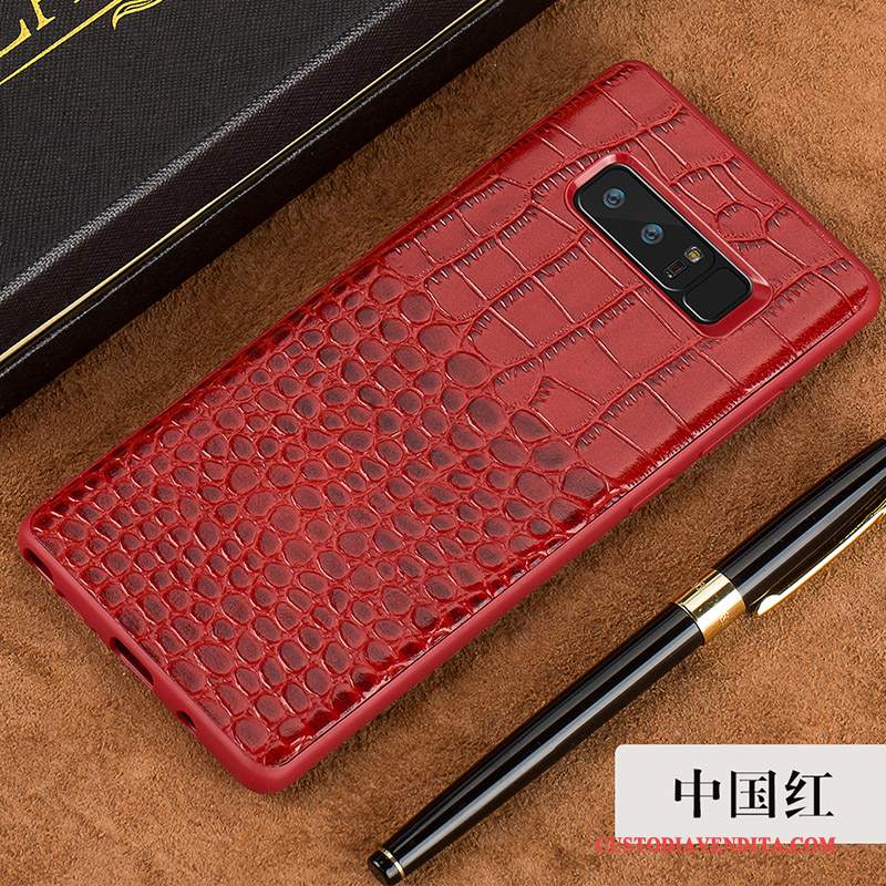 Custodia Samsung Galaxy Note 8 Pelle Tutto Incluso Lusso, Cover Samsung Galaxy Note 8 Protezione Rosso Sottile