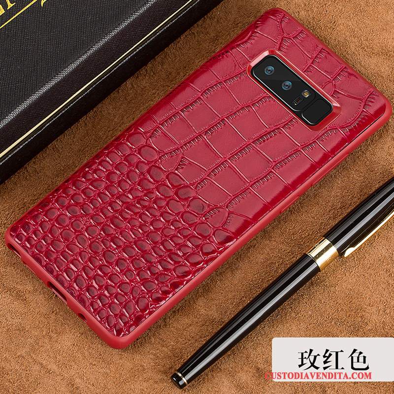 Custodia Samsung Galaxy Note 8 Pelle Tutto Incluso Lusso, Cover Samsung Galaxy Note 8 Protezione Rosso Sottile