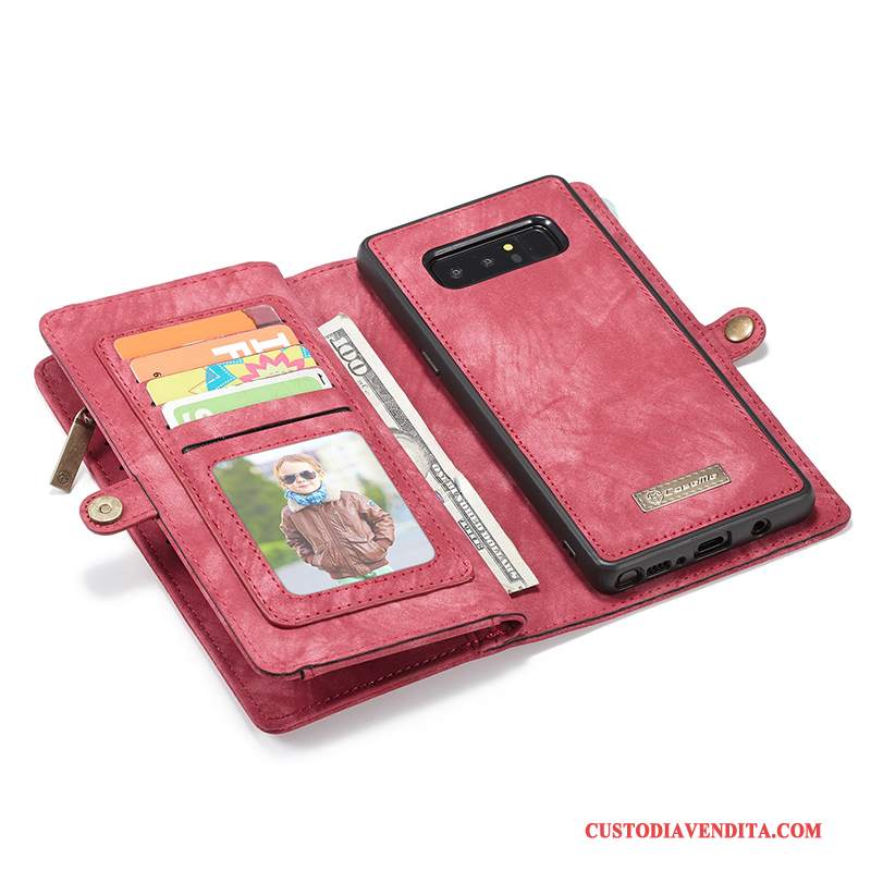 Custodia Samsung Galaxy Note 8 Portafoglio Magnetico Rosso, Cover Samsung Galaxy Note 8 Pelle Cartatelefono