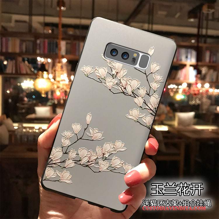 Custodia Samsung Galaxy Note 8 Silicone Fiori Ornamenti Appesi, Cover Samsung Galaxy Note 8 Tendenza Blu Chiaro