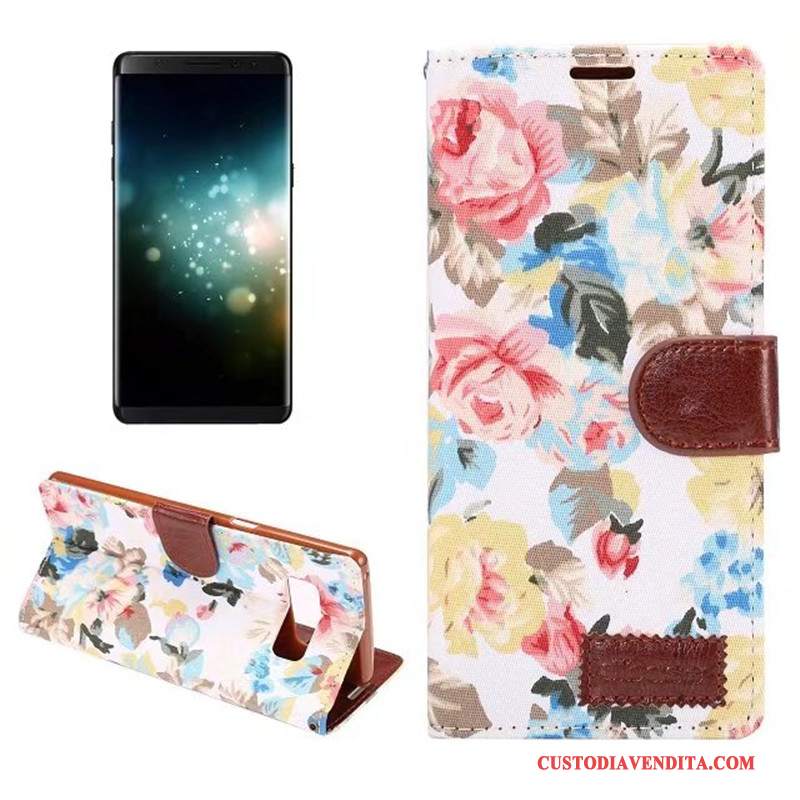 Custodia Samsung Galaxy Note 8 Silicone Morbido Panno, Cover Samsung Galaxy Note 8 Pelle Fiori Modello