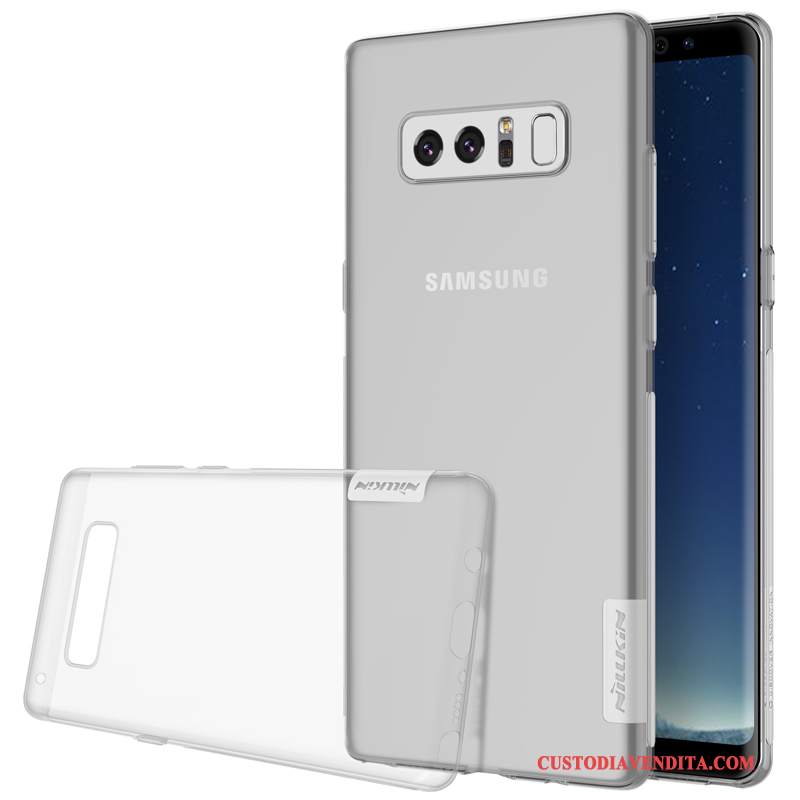 Custodia Samsung Galaxy Note 8 Silicone Morbido Tutto Incluso, Cover Samsung Galaxy Note 8 Protezione Oro Trasparente