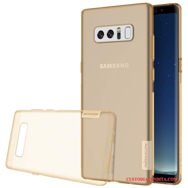 Custodia Samsung Galaxy Note 8 Silicone Morbido Tutto Incluso, Cover Samsung Galaxy Note 8 Protezione Oro Trasparente