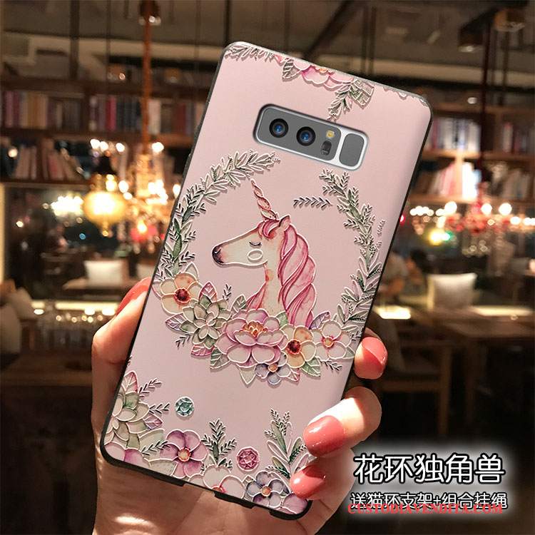 Custodia Samsung Galaxy Note 8 Silicone Ornamenti Appesi Rosa, Cover Samsung Galaxy Note 8 Telefono Bello