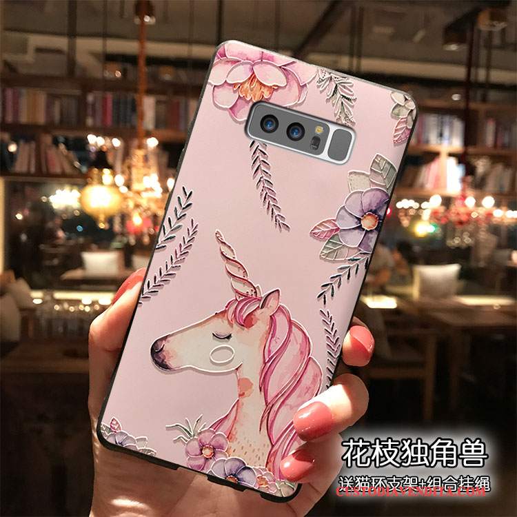 Custodia Samsung Galaxy Note 8 Silicone Ornamenti Appesi Rosa, Cover Samsung Galaxy Note 8 Telefono Bello