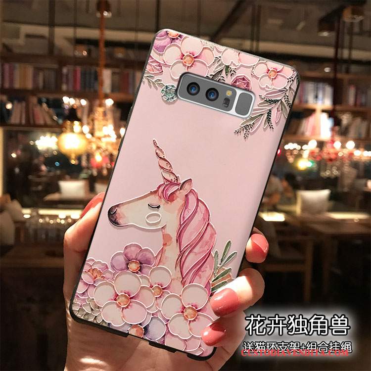 Custodia Samsung Galaxy Note 8 Silicone Ornamenti Appesi Rosa, Cover Samsung Galaxy Note 8 Telefono Bello