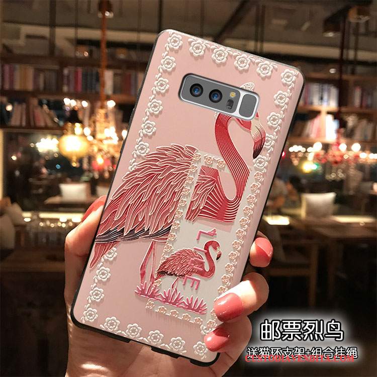 Custodia Samsung Galaxy Note 8 Silicone Ornamenti Appesi Rosa, Cover Samsung Galaxy Note 8 Telefono Bello