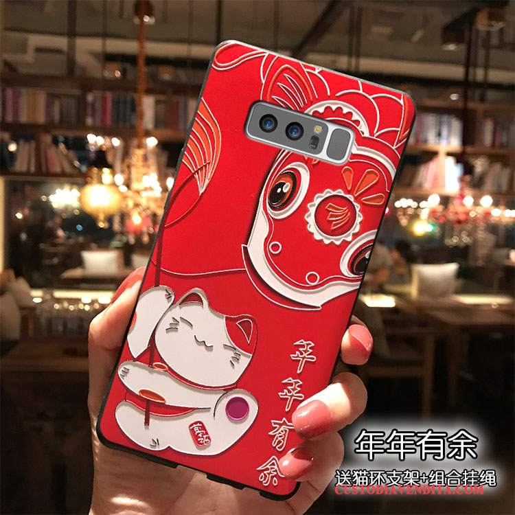 Custodia Samsung Galaxy Note 8 Silicone Ornamenti Appesi Tendenza, Cover Samsung Galaxy Note 8 Telefono Rosso