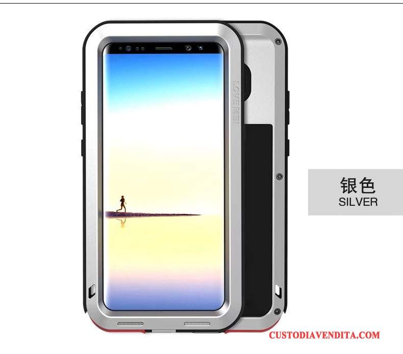 Custodia Samsung Galaxy Note 8 Silicone Tre Difese Metallo, Cover Samsung Galaxy Note 8 Protezione Tutto Incluso Anti-caduta