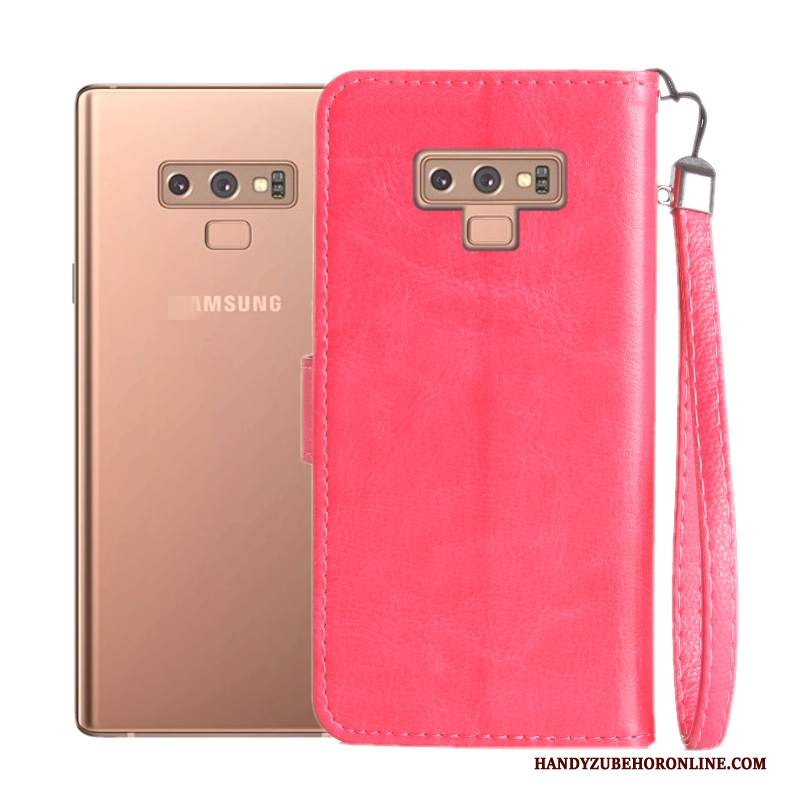 Custodia Samsung Galaxy Note 9 Folio Tutto Incluso Morbido, Cover Samsung Galaxy Note 9 Pelle Rosa Anti-caduta