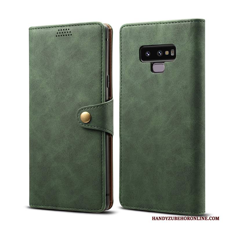 Custodia Samsung Galaxy Note 9 Pelle Anti-cadutatelefono, Cover Samsung Galaxy Note 9 Folio Morbido Verde