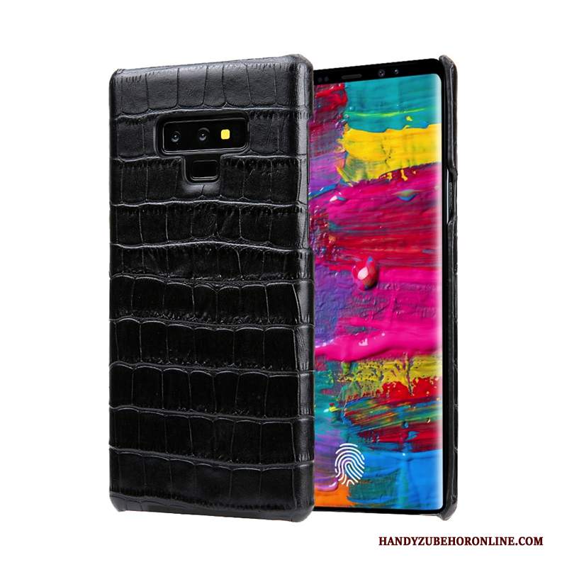 Custodia Samsung Galaxy Note 9 Pelle Lussotelefono, Cover Samsung Galaxy Note 9 Protezione Mucca Nero