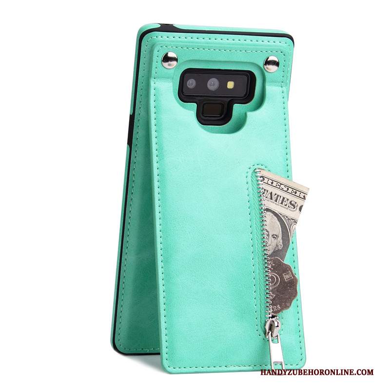 Custodia Samsung Galaxy Note 9 Pelle Verdetelefono, Cover Samsung Galaxy Note 9 Protezione Cerniera