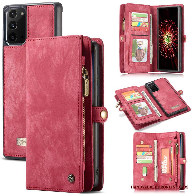 Custodia Samsung Galaxy Note20 Pelle Borsetelefono, Cover Samsung Galaxy Note20 Folio Vino Rosso