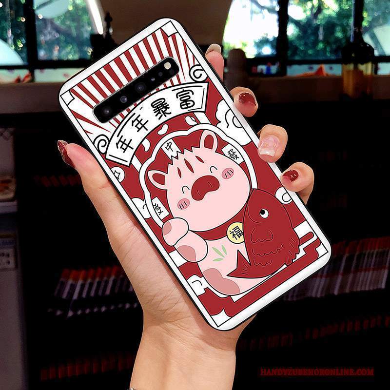 Custodia Samsung Galaxy S10 5g Colore Stella Net Red, Cover Samsung Galaxy S10 5g Creativo Bianco Bello