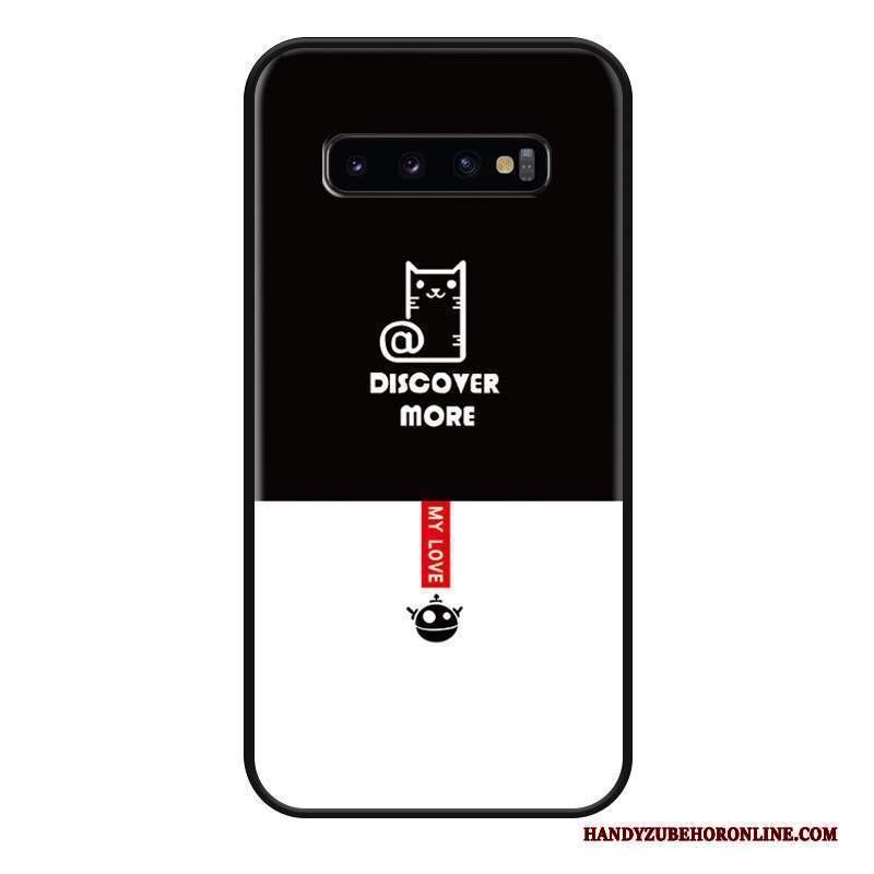 Custodia Samsung Galaxy S10+ Cartone Animato Marchio Di Tendenza Semplici, Cover Samsung Galaxy S10+ Silicone Macchiati Nero