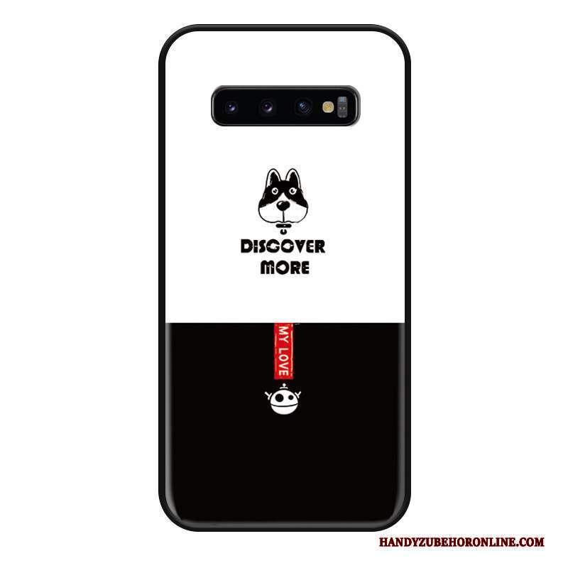 Custodia Samsung Galaxy S10+ Cartone Animato Marchio Di Tendenza Semplici, Cover Samsung Galaxy S10+ Silicone Macchiati Nero