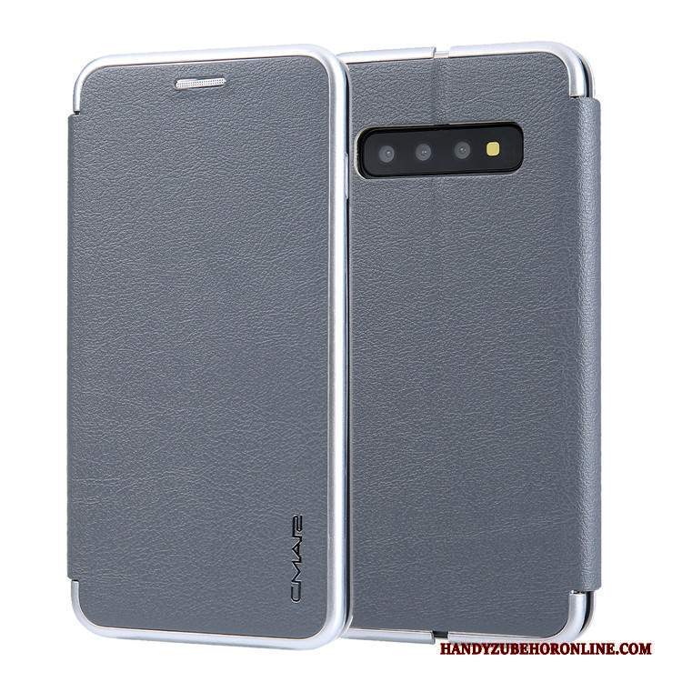 Custodia Samsung Galaxy S10+ Creativo Carta Grigio, Cover Samsung Galaxy S10+ Folio Tutto Incluso Anti-caduta