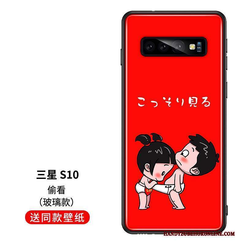 Custodia Samsung Galaxy S10 Creativo Di Personalità Amanti, Cover Samsung Galaxy S10 Silicone Morbido Rosso