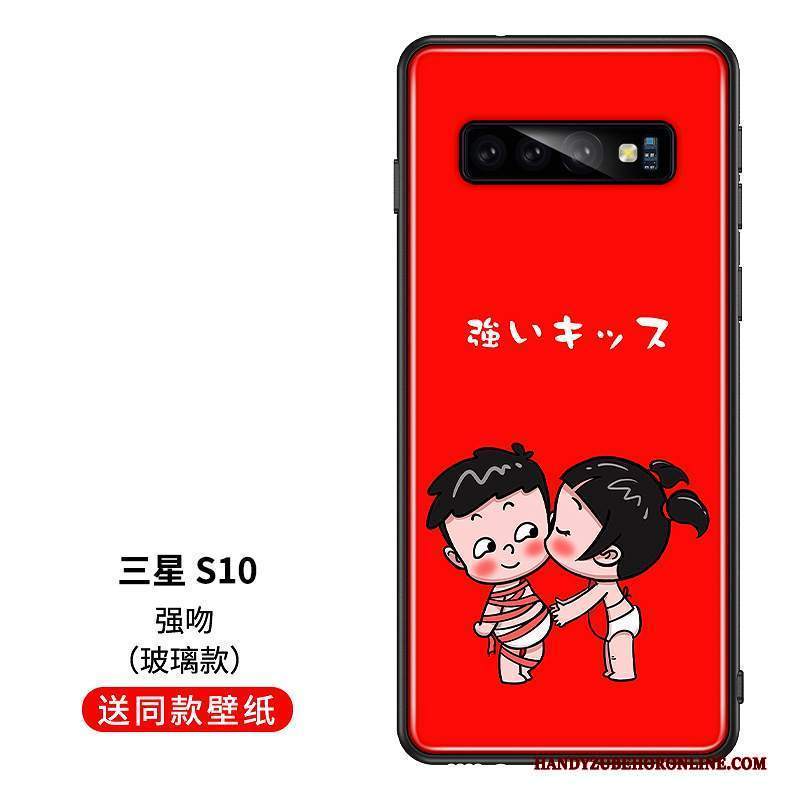 Custodia Samsung Galaxy S10 Creativo Di Personalità Amanti, Cover Samsung Galaxy S10 Silicone Morbido Rosso