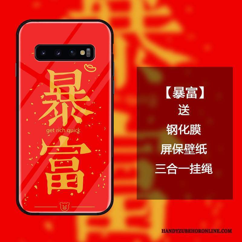 Custodia Samsung Galaxy S10 Creativo Rosso Di Personalità, Cover Samsung Galaxy S10 Protezione Tutto Incluso Ornamenti Appesi