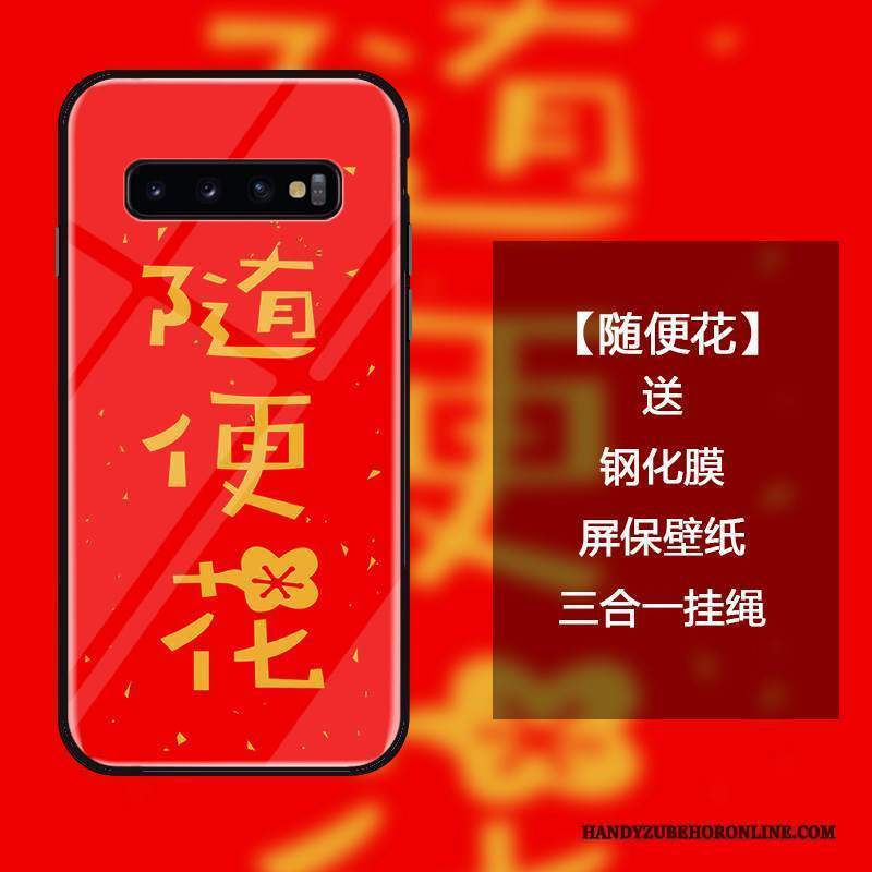 Custodia Samsung Galaxy S10 Creativo Rosso Di Personalità, Cover Samsung Galaxy S10 Protezione Tutto Incluso Ornamenti Appesi