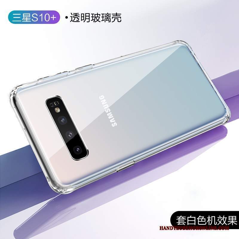 Custodia Samsung Galaxy S10+ Creativo Vetro Bianco, Cover Samsung Galaxy S10+ Silicone Marchio Di Tendenza Anti-caduta